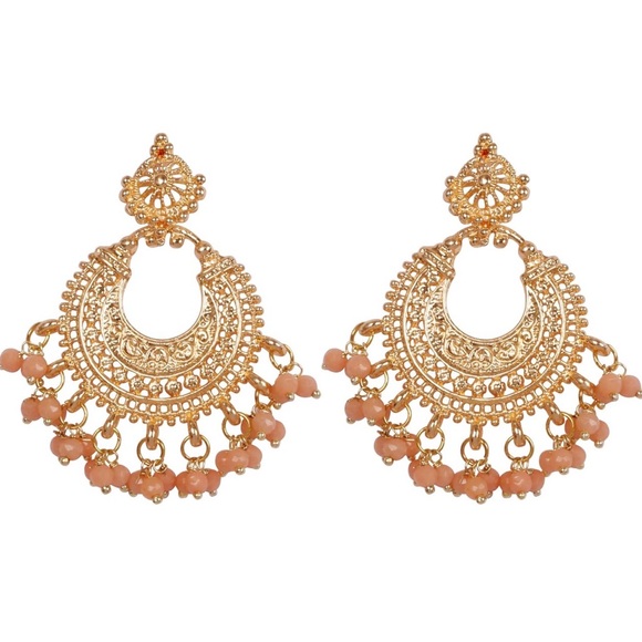 Touchstone Jewelry - Bollywood Inspired Touchstone Statement Gold Plated Chandelier Earrings